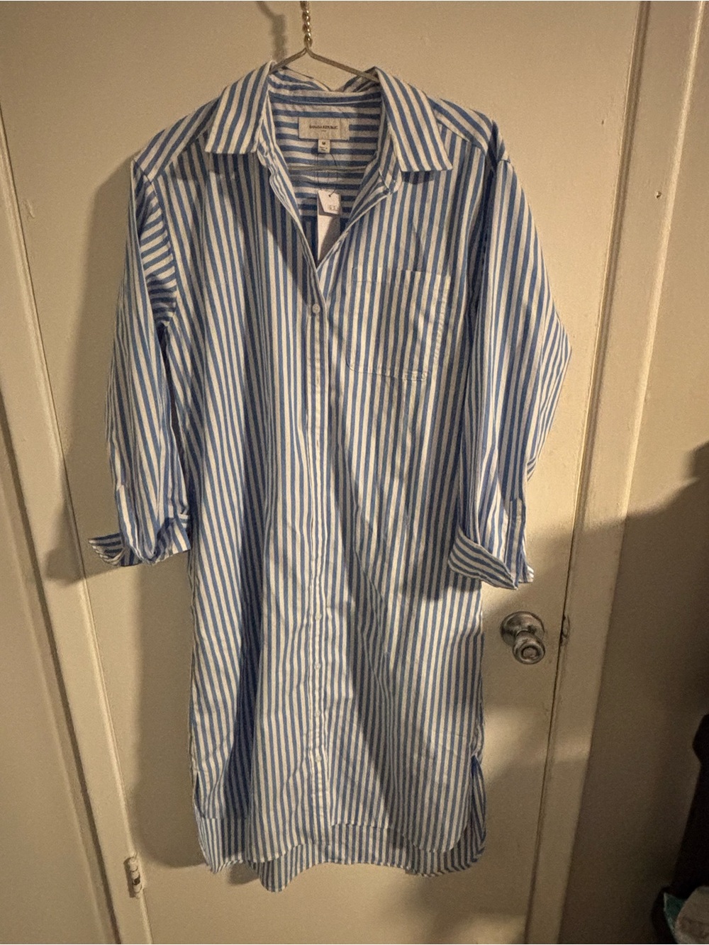 Banana Republic Blue White Striped Midi Shirt Dress Size M NWT
(1230)